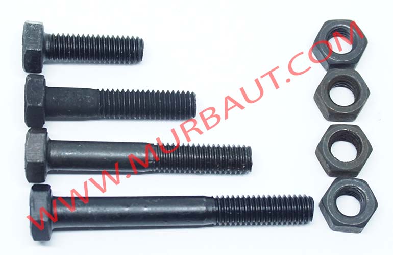 Baut Mur Hex Baja 8.8 Standard diameter 8mm - A Baut Mur Hex Baja 8.8 8mm Hitam