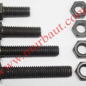 Baut Mur Hex Besi HItam 1/2 inchi UNC