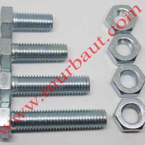 Baut Mur Hex Besi Galvanis Putih 14mm