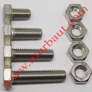 Baut Mur Hex Stainless 304 diameter 1/2 inchi full drat