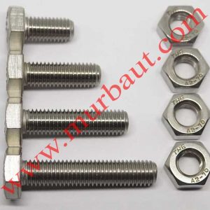 Baut Mur Hex Stainless 316 diameter 3/8 inchi full drat