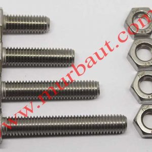 Baut Mur Hex Stainless 316 diameter 5/16 inchi full drat